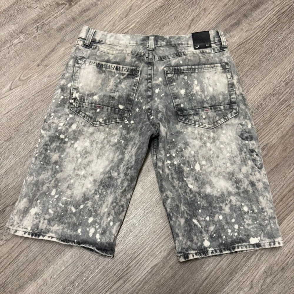 Vintage GS 115 Melrose Slim Fit‎ Distressed Acid Wash Denim Shorts Mens 34 Gray